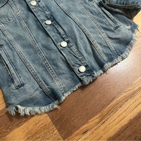 Blank NYC Heavily Distressed Denim Jean Jacket, Medium Wash, Small - Picture 4 of 16